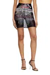 Diesel Layered Skirt With Lyrics Print In Black