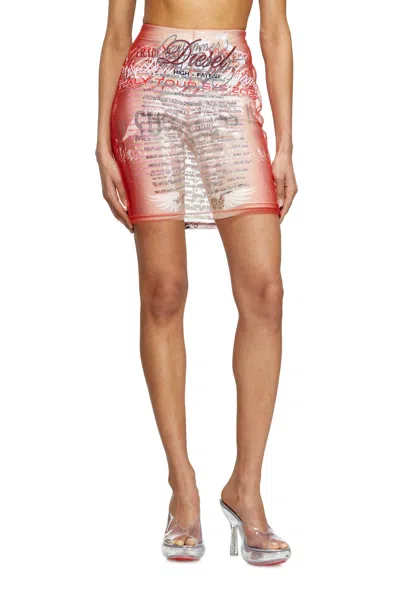 Diesel Layered Skirt With Lyrics Print In Black