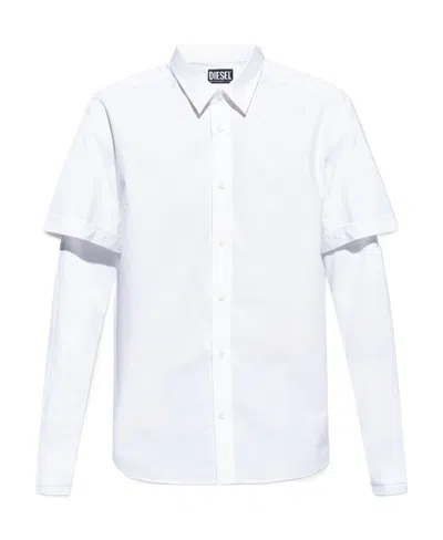 Diesel Layered-sleeve Marley Cotton Shirt In White