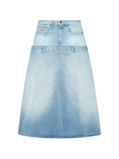 Diesel Layered-effect Flared Skirt In Blue