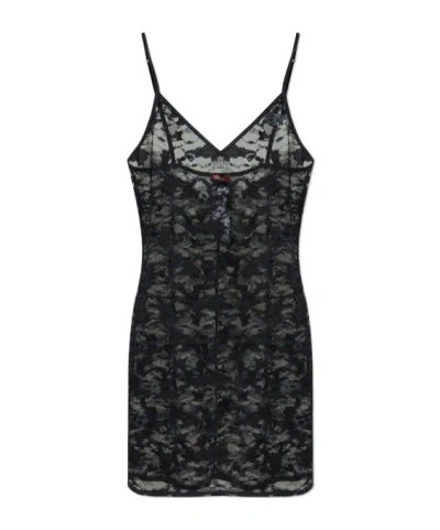 Diesel Layla Lace-panelled Chemise In Black