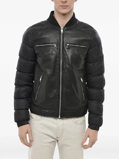 Diesel L-boy-pu Panelled Bomber Jacket In Black