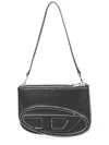 Diesel Twin-double-pouch Embossed-leather Shoulder Bag In Black