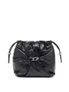 Diesel Scrunch-d-bucket Bag In Shiny Wrinkled Leather In Black