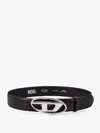 Diesel Black Belt With Oval D Logo Buckle Closure