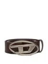Diesel Kids Leather Belt With Buckle In Brown