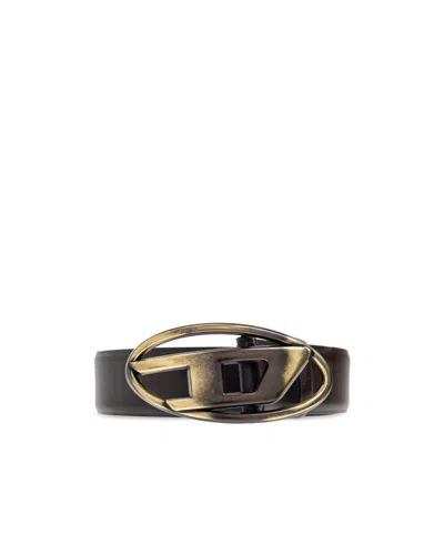 DIESEL OVAL D-LOGO LEATHER BELT