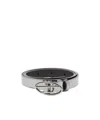Diesel Metallic Finish Leather Belt With Oval-d Buckle In Neutral