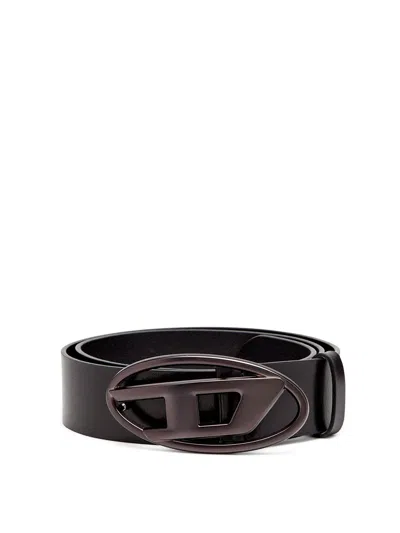 Diesel Leather Belt In Black