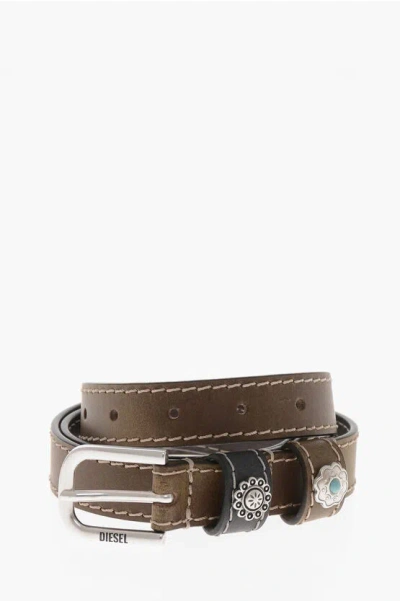 Diesel Leather Belt B-texa Solid-color 20mm In Pattern