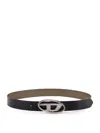 Diesel B-1dr Reversible Leather Belt In Black