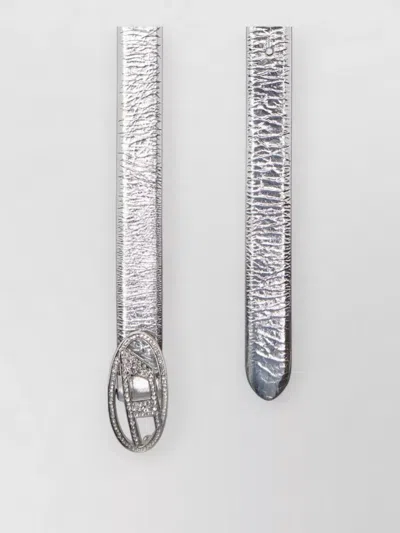 Diesel Leather Belt In Metallic