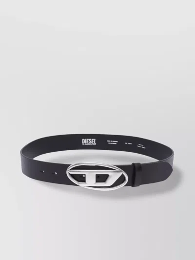 Diesel Leather Belt With Adjustable Length And Silver Buckle In Multicolor