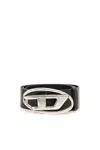 Diesel 4cm D Leather Buckle Belt In Black