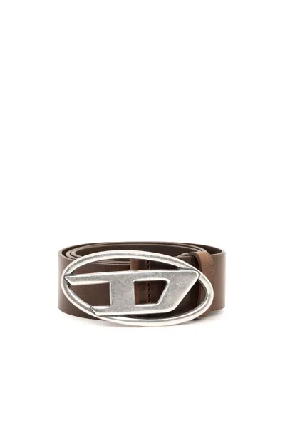 DIESEL 3.9CM LEATHER BELT WITH D BUCKLE