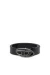 Diesel Leather Belt With Enamelled Buckle In Black