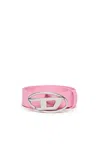Diesel Logo-plaque Leather Belt In Pink