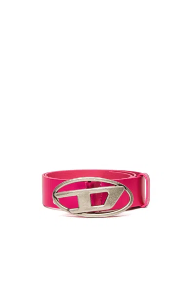 Diesel Leather Belt With Logo In Pink
