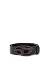 Diesel Leather Belt With Metallic Oval D Buckle In Black