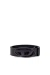 Diesel Leather Belt With Metallic Oval D Buckle In Blue