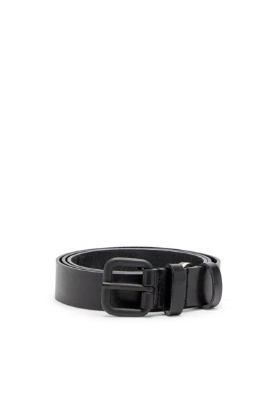 Diesel Leather Belt With Oval D Logo In Black