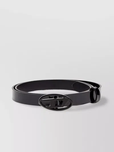 Diesel Leather Belts With Adjustable Fit And Pointed Tip In Black