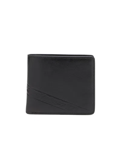 Diesel Leather Bi-fold Wallet In Black