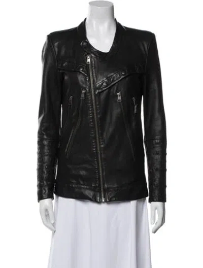 Pre-owned Diesel Leather Biker Jacket In Black