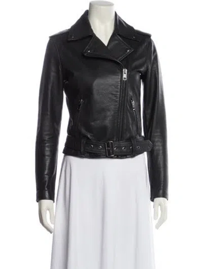 Pre-owned Diesel Leather Biker Jacket In Black