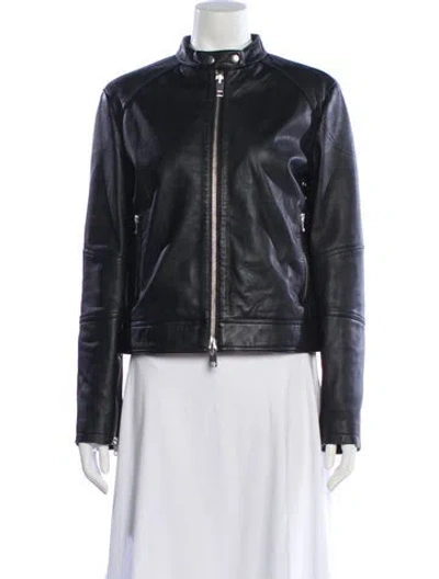 Pre-owned Diesel Leather Biker Jacket In Black