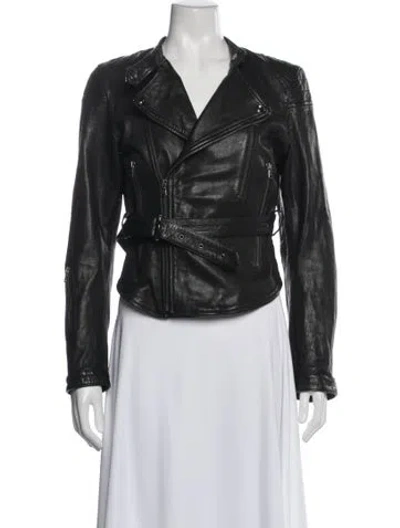 Pre-owned Diesel Leather Biker Jacket In Black