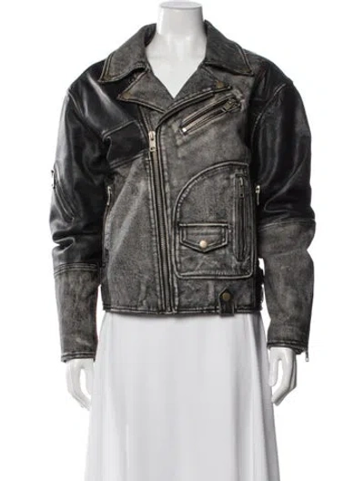 Pre-owned Diesel Leather Biker Jacket In Black