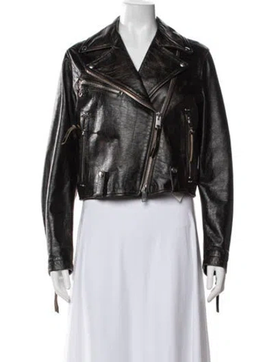 Pre-owned Diesel Leather Biker Jacket In Black