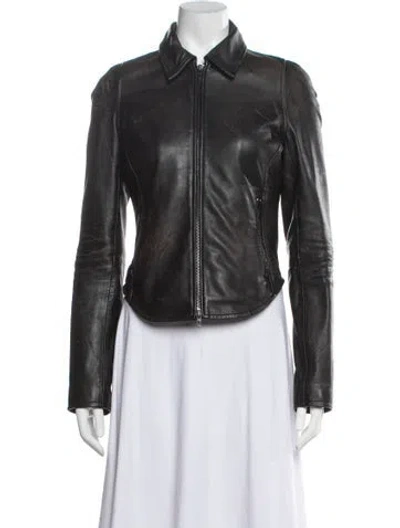 Pre-owned Diesel Leather Biker Jacket In Gray