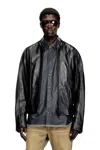 Diesel Leather Biker Jacket With Piping Detail In Black