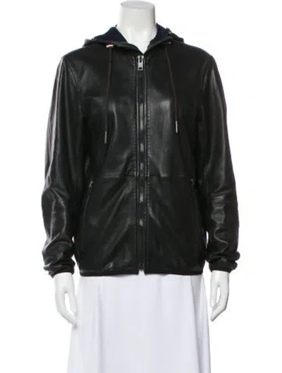 Pre-owned Diesel Leather Bomber Jacket In Black