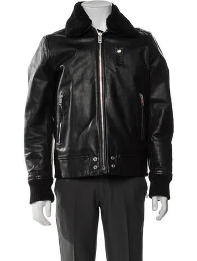 Pre-owned Diesel Leather Bomber Jacket In Black