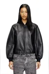 Diesel Leather Bomber Jacket In Black