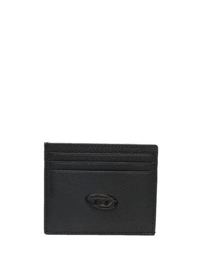 Diesel Leather Card Holder With Logo Plaque In Black