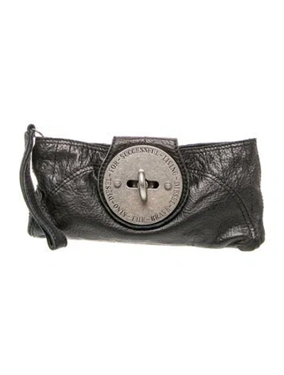 Pre-owned Diesel Leather Clutch In Black
