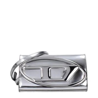 Diesel Leather Clutch Women's Bag In Gray