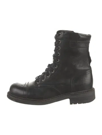 Pre-owned Diesel Leather Combat Boots In Black