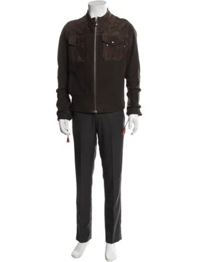 Pre-owned Diesel Leather Denim Jacket In Brown