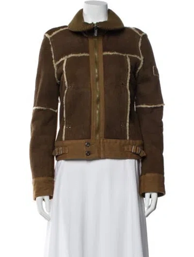 Pre-owned Diesel Leather Denim Jacket In Brown