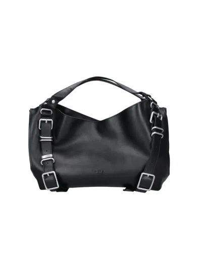 Diesel Leather Hobo Shoulder Bag With Top Handle In Black