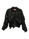 Diesel Belted Jacket In Boiled Leather In Black