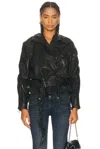 Diesel Belted Jacket In Boiled Leather In Black