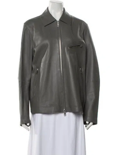 Pre-owned Diesel Leather Jacket In Gray