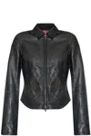 Diesel Collared Fitted Jacket Front Pockets In Black