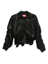 Diesel Belted Jacket In Boiled Leather In Black